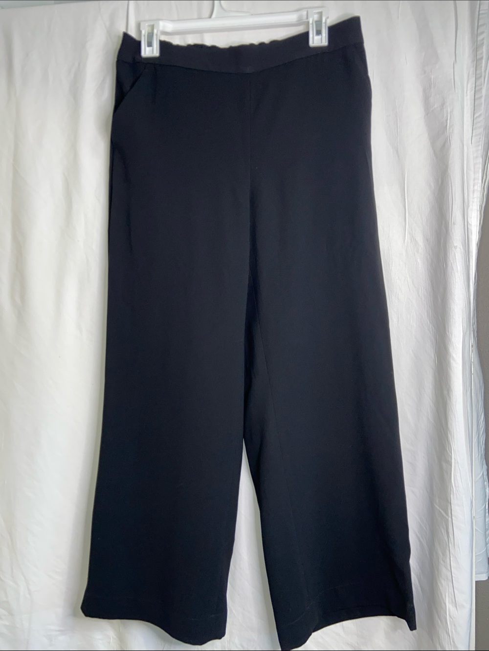 LOFT Black Wide-Leg Pull-On Pants